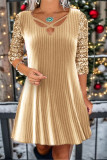 Casual Solid Sequins V Neck A Line Dresses
