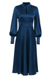 Elegant Solid Hollowed Out Turtleneck Waist Skirt Dresses