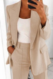 Work Daily Solid Buttons Turn-back Collar Outerwear