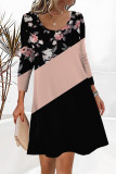 Casual Print Contrast O Neck Printed Dress Dresses