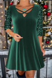 Casual Solid Sequins V Neck A Line Dresses