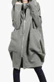 Casual Solid Pocket Zipper Hooded Collar Outerwear