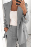 Work Daily Solid Buttons Turn-back Collar Outerwear