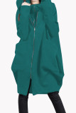 Casual Solid Pocket Zipper Hooded Collar Outerwear
