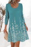 Casual Print Contrast O Neck Printed Dress Dresses