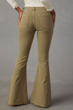 Vintage Simplicity Solid Make Old Mid Waist Skinny Denim Jeans