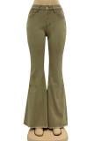 Vintage Simplicity Solid Make Old Mid Waist Skinny Denim Jeans
