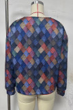 Casual Plaid Print Contrast V Neck Outerwear(Sweater print)