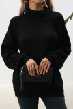Daily Simplicity Solid Patchwork Turtleneck Tops