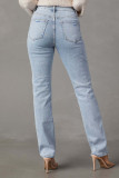 Casual Solid Make Old Regular Denim Jeans