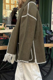 Street British Style Color Block Tassel Embroidered Scarf Collar Outerwear