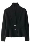 Elegant Simplicity Solid Flounce V Neck Outerwear