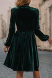Elegant Solid Fold Turtleneck Waist Skirt Dresses