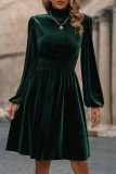 Elegant Solid Fold Turtleneck Waist Skirt Dresses