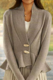 Elegant Simplicity Solid Flounce V Neck Outerwear