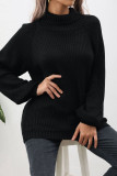 Daily Simplicity Solid Patchwork Turtleneck Tops