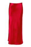 Elegant Solid Patchwork Regular High Waist Solid Color Bottoms