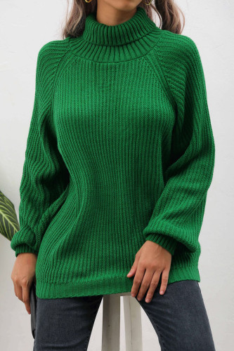 Daily Simplicity Solid Patchwork Turtleneck Tops