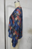 Casual Plaid Print Contrast V Neck Outerwear(Sweater print)