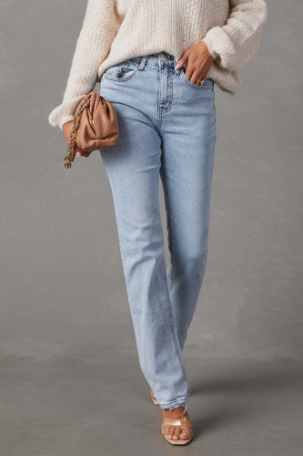 Casual Solid Make Old Regular Denim Jeans