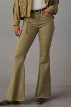 Vintage Simplicity Solid Make Old Mid Waist Skinny Denim Jeans