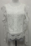 Sexy Solid Lace Zipper O Neck Tops