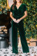 Sexy Simplicity Solid Pocket Frenulum V Neck Loose Jumpsuits