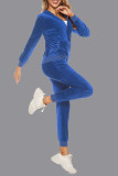Sportswear Simplicity Solid Pocket Hooded Collar Long Sleeve Two Pieces