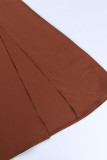 Sexy Solid Slit V Neck A Line Short Sleeve Dress