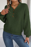 Daily Simplicity Solid Buttons Weave V Neck Tops