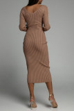 Elegant Simplicity Solid V Neck Pencil Skirt Dresses
