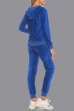 Sportswear Simplicity Solid Pocket Hooded Collar Long Sleeve Two Pieces
