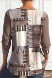 Geometric Print Frenulum O Neck Tops