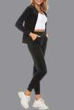 Sportswear Simplicity Solid Pocket Hooded Collar Long Sleeve Two Pieces