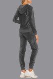 Sportswear Simplicity Solid Pocket Hooded Collar Long Sleeve Two Pieces