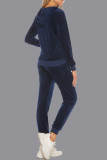 Sportswear Simplicity Solid Pocket Hooded Collar Long Sleeve Two Pieces