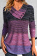 Casual Geometric Print Contrast V Neck Tops(Sweater print)