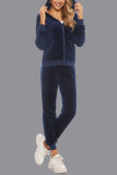 Sportswear Simplicity Solid Pocket Hooded Collar Long Sleeve Two Pieces