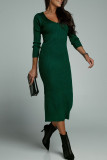 Elegant Simplicity Solid V Neck Pencil Skirt Dresses
