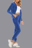 Sportswear Simplicity Solid Pocket Hooded Collar Long Sleeve Two Pieces
