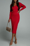 Elegant Simplicity Solid V Neck Pencil Skirt Dresses