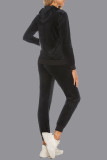 Sportswear Simplicity Solid Pocket Hooded Collar Long Sleeve Two Pieces