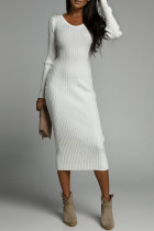 Elegant Simplicity Solid V Neck Pencil Skirt Dresses