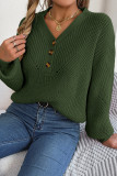 Daily Simplicity Solid Buttons Weave V Neck Tops