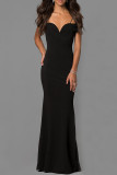 Sexy Formal Solid Patchwork V Neck Evening Dress Dresses