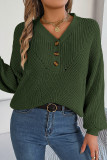 Daily Simplicity Solid Buttons Weave V Neck Tops