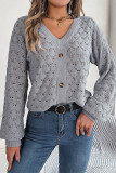 Daily Simplicity Solid Buttons V Neck Tops