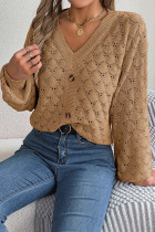 Daily Simplicity Solid Buttons V Neck Tops