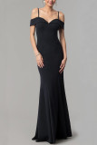 Sexy Formal Solid Patchwork V Neck Evening Dress Dresses