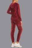 Sportswear Simplicity Solid Pocket Hooded Collar Long Sleeve Two Pieces